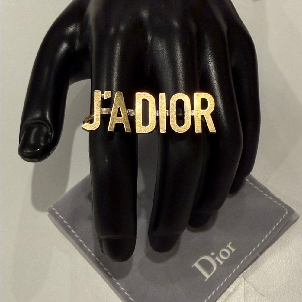 Christian Dior J’Adior Logo Ring Gold  Maria Grazia Chiuri Era Statement Piece M